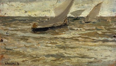 ボートの出発、アストゥリアス 作： Joaquín Sorolla